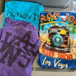 3 shirt bundle y2k surf skate hurley vans ron jon bundle md  lot b1 graphic